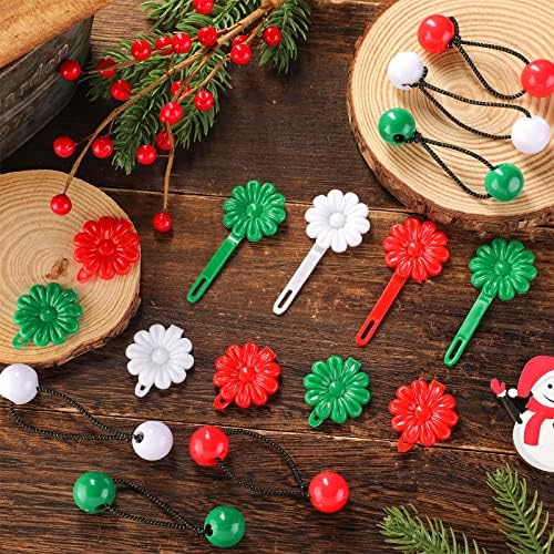 72 Pcs Hair Accessories Set - Self Hinged Barrettes, Hair Balls, Bow Flowers, Plastic Clips for Girls, Baby, Toddler (Red, Green, White) - Image 3
