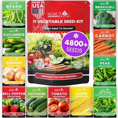 11 Heirloom Seeds for Planting Vegetables and Fruits, 4800 Survival Seed Vault and Doomsday Prepping Supplies, Gardening Seeds Variety Pack, Vegetable Seeds for Planting Home Garden Non GMO by NatureZEdge