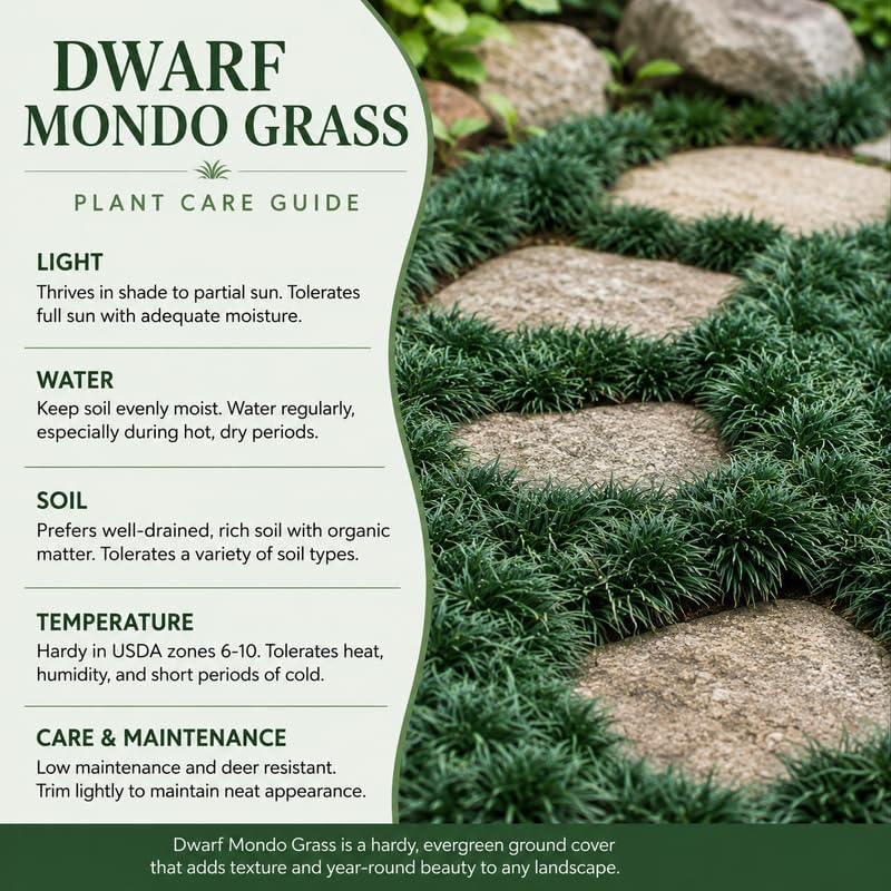 4 Dwarf Mondo Grass Plants Live, 4-8" Tall, Non GMO Ornamental Grass Live Plant, Drought Tolerent, High-Density Ground Cover for Shaded Backyard & Patio Pathway - Image 4