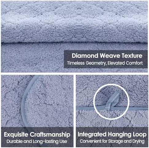 JML Microfiber Bath Towels with Hanging Loop, 2 Pack, 27x55 in, Blue - Image 4