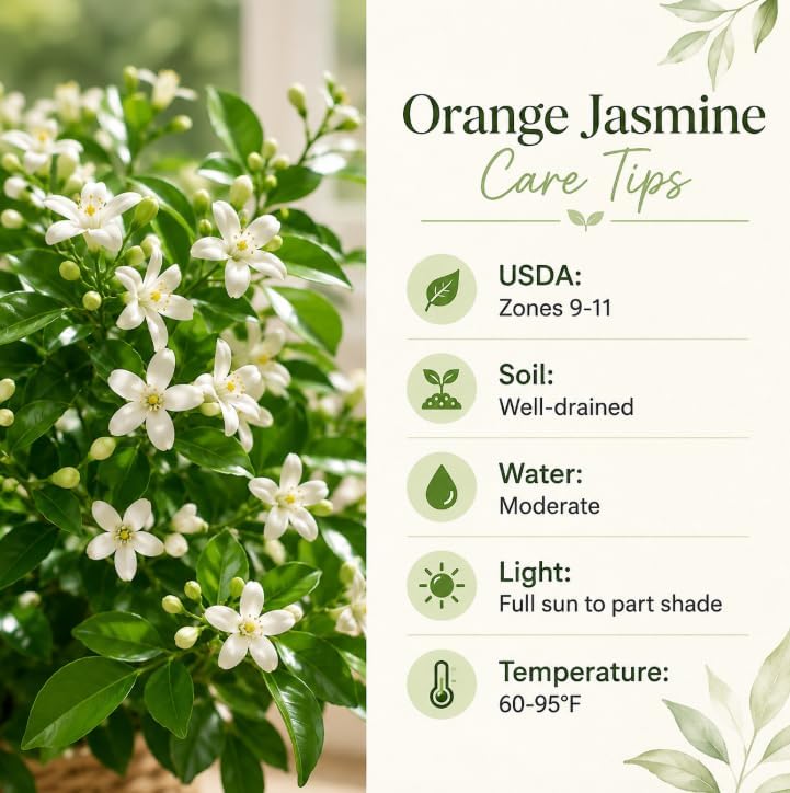 Orange Jasmine Live Plant 1 Feet Tall in 1 Gallon Pot, Fragrant White Blooming Shrub, Sweet Jessamine for Outdoor Garden, No in CA - Image 6