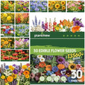 30 Edible Flower Seeds Variety Pack, Wildflower Seeds Mix for Indoor & Outdoors, 13,500+ Non-GMO Heirloom Seeds Culinary & Tea Garden, Easy-Grow Blooms for Salads & Cocktails by PLANTMEW