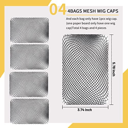 Fandamei Wig Caps, 4PCS Wig Caps Mesh Net Open End, Black Wig Cap for women, Nylon Mesh Wig Cap Net Strength Black - Image 5