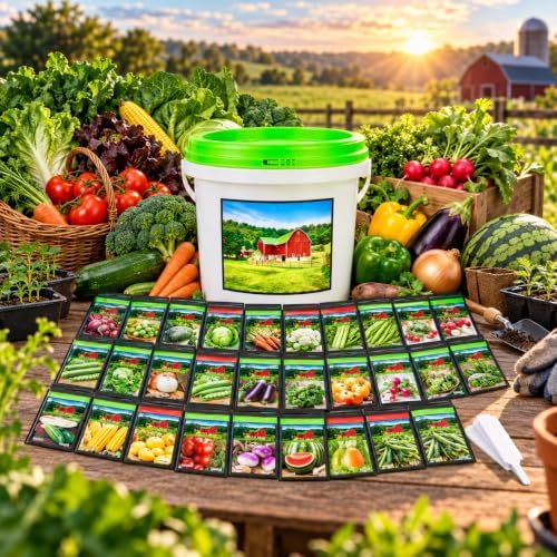 Heirloom Vegetable Seeds Variety Pack, Non-GMO Seed Packets 50,000 by Unknown