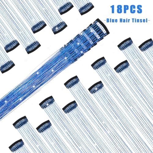 18 Pcs Hair Tinsel Clip in, Glitter Tinsel Hair Extensions Clip in - Image 2
