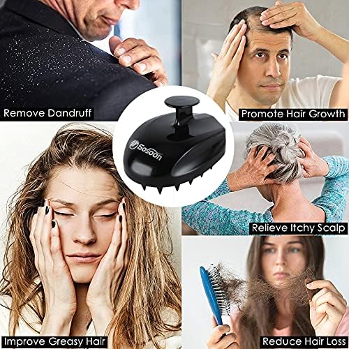 Sosoon Scalp Massager Shampoo Brush, Hair Scalp Scrubber Shower Hair Brush Head Massager for Stress Relax Hair Growth, Dandruff Brush Scalp Exfoliator for Women Men Kids Pets, Black - Image 5