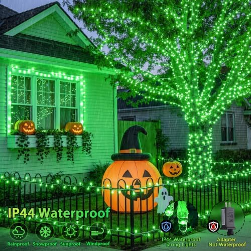 JMEXSUSS 132ft 400 LED Green Halloween Lights Indoor Outdoor Plug in 8Modes - Image 2