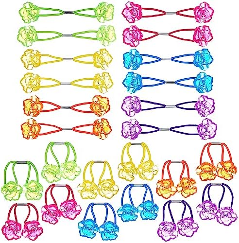 EXPRESSIONS Hairband 24-Piece Rose Twin Bead Ponytail Hair Elastics, Girls Value Pack - Image 2