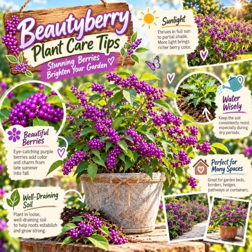2 American Beautyberry Bush Live Plants, Berry Plant, 5-9 Inch Tall - Image 3