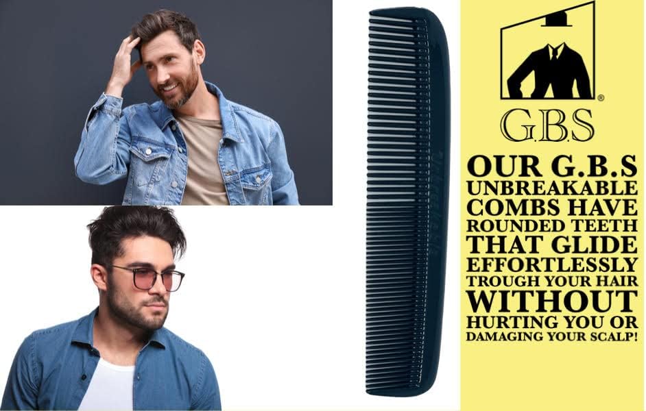 GENTS (5 Pack) Pocket Comb Black Unbreakable Round Teeth Course Fine Pocket Beard & Mustache Combs for Men's Hair | Sideburns Travel-Friendly Symmetry, Friendly Birthday Gifts Peines para Cabello - Image 5