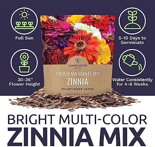 Zinnia Seeds - California Giants Mix - Large 1 Ounce Packet - 3,000 Flower Seeds - Mixed Colors and Large Blooms (Pack of 3) - Image 6