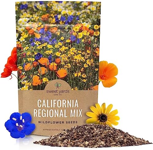 California Wildflower Mixture - Bulk 1/4 Pound Bag - Over 30,000 Native Seeds - Open Pollinated and Non GMO by SweetYards