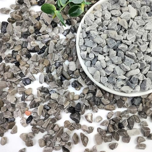 2lbs Grey Pebbles for Landscaping, 3/8inch Small Rocks for Succulent Cactus Plants, Natural Polished Pebbles, River Rocks for Plants, Vases, Gardening by SHIZWU