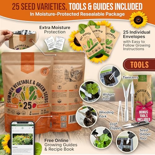 Organo Republic 25 Summer Vegetable Garden Seed Variety Pack - 6,510+ Non-GMO Heirloom Veggie & Greens Seeds for Outdoors & Indoor Home Garden, Including Collards, Pepper, Okra, Onion, Bean, Cucumber - Image 3