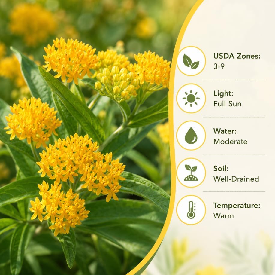 2 Pack Yellow Milkweed Asclepias Live Plants, 4-6 Inches Tall, Perennial Butterfly Milkweed Flowering Plants for Garden Beds and Containers - Image 5