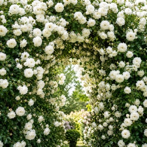 White Climbing Roses Live Plant - Large Size, Heirloom Climbing Rose Bush, Fragrant High-Yielding Perennial Flowering Vine for Trellis & Fence - Image 6