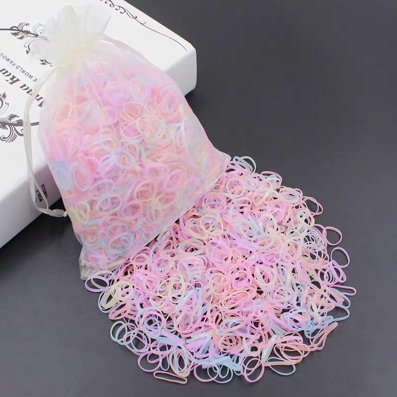 Elastic Hair Rubber Bands 2000PCS Soft Ponytail Elastics Holders Small Hair Ties for Blond Kids Baby Girls Toddler Infants Hair No Crease Damage No Hurt Thin Easy to dismantle Mini Hair Tie Multicolor - Image 3