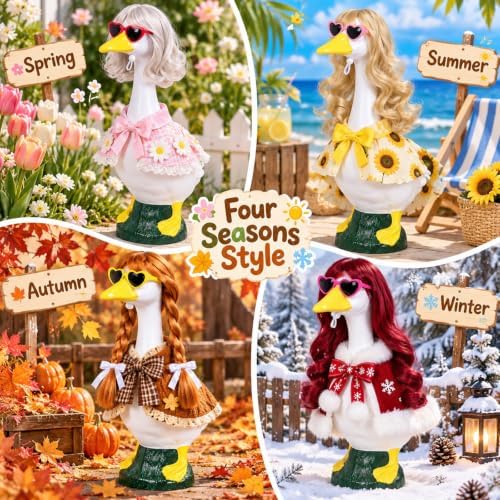 4Pcs Porch Goose Wigs Set porch goose outfits Accessories for Outdoor Statue Accessories Garden Patio Yard Goosey Decoration (FZL-4Pcs) - Image 4