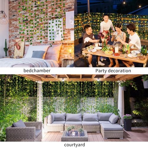Freyalife Fake Vines for Room Decor(12 Pack 84 FT),with CE Certified 80 LED String Lights,Artificial Plant Ivy for Aesthetic Home Bedroom Wall Wedding Party Office Patio Indoor, Outdoor Garden Décor - Image 6