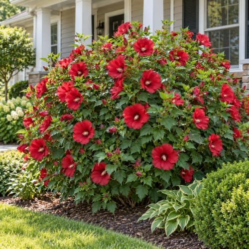 Red Rose of Sharon Plant, Flowering Shrub, 6-10 Inch Tall, Quart Pot - Image 2