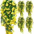 4-Pack Fake Hanging Plants, Faux Hanging Plant Artificial Greenery for Living Room Bedroom Boho Wall Shelf Indoor Outdoor Decor (Yellow Morning Glory) by Unknown