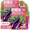 350 Long Purple Eggplant Heirloom Vegetable Seeds, Solanum Melongena by KVITER