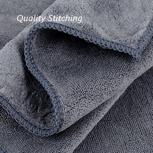 JML Large Microfiber Bath Towels Set of 6, 30" x 60", Grey Floral, - Image 6