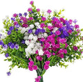 WILLBOND 12 Bundles UV Resistant Faux Flowers, Fuchsia, White, Purple by Willbond+Technology+Limited