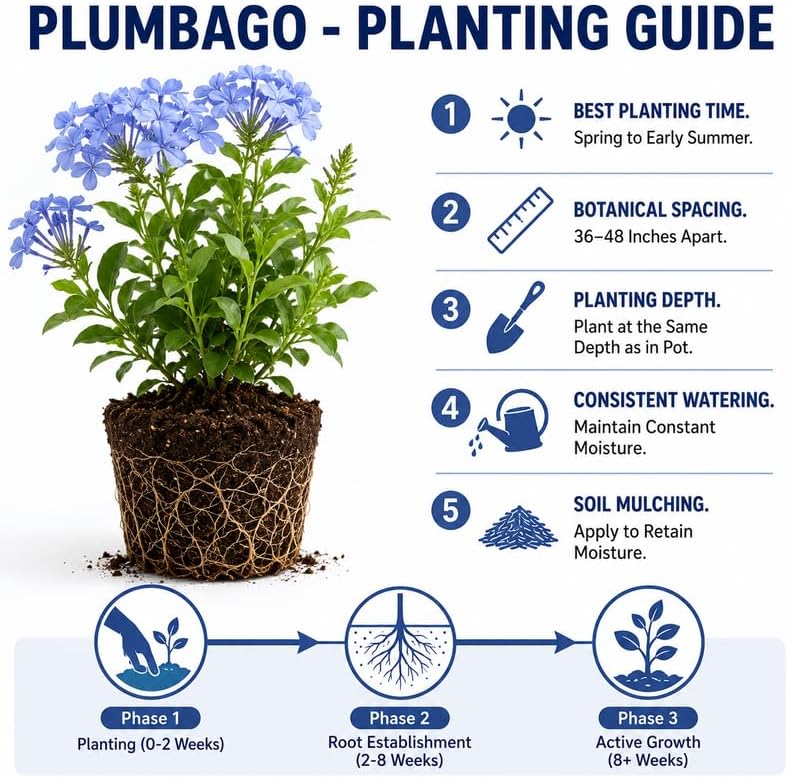 4 Mix Plumbago Flower Live Plants, Perennial Flowers, 4-7 Inch Tall - Image 3