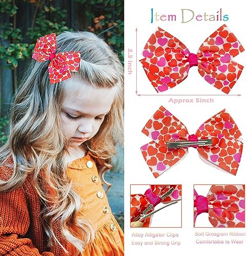 5 Inch Hair Bows for Girls, Colorful Little Girls Hair Bow 18 Pcs - Image 4