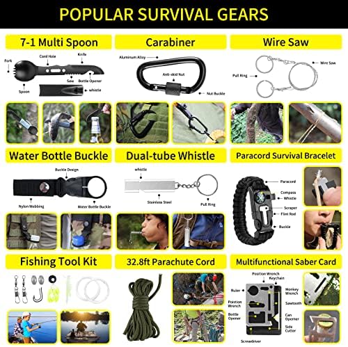 Gifts for Men Christmas Survival Kit and First Aid kit, Emergency Supplies Camping Accessories with Upgraded Molle Bag for Outdoor Adventure Camping Hiking Hunting - Image 5