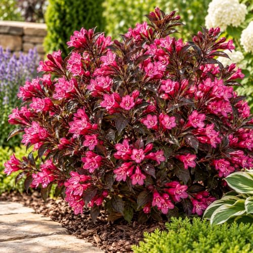 Pink Blossom Weigela Florida Live Plant, Quart Pot, Vigorous Flowering Shrub for Pollinator Gardens and Yards by GINGERGLOW