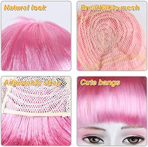 MIAHART Pink Short Bob Wig and Sunglass Set - Image 3