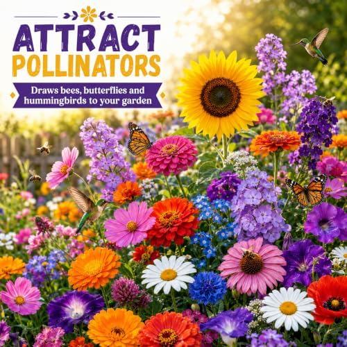 5,000+ Wildflower Seeds Bulk Mix - 15 Varieties California Wildflower Seeds for Hummingbirds, Butterflies-Perennial & Annual Seed -, & Cut Flowers - for Outdoors Pollinator Garden - Image 5