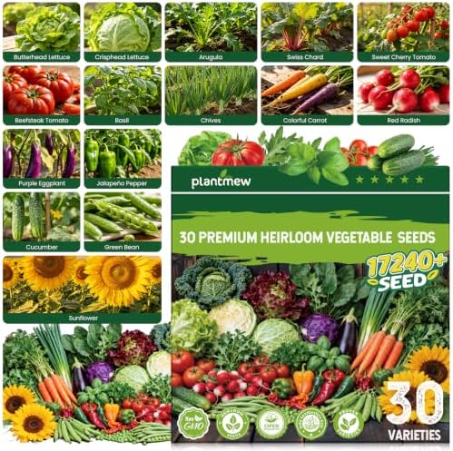 Fall Winter Vegetable Heirloom Seeds | 30 Varieties | 17240+ High Yield Garden Seeds | Lettuce, Kale, Sweet Basil, Cherry Tomato& More | 2026 Season | for Indoor & Outdoor Home Planting by PLANTMEW