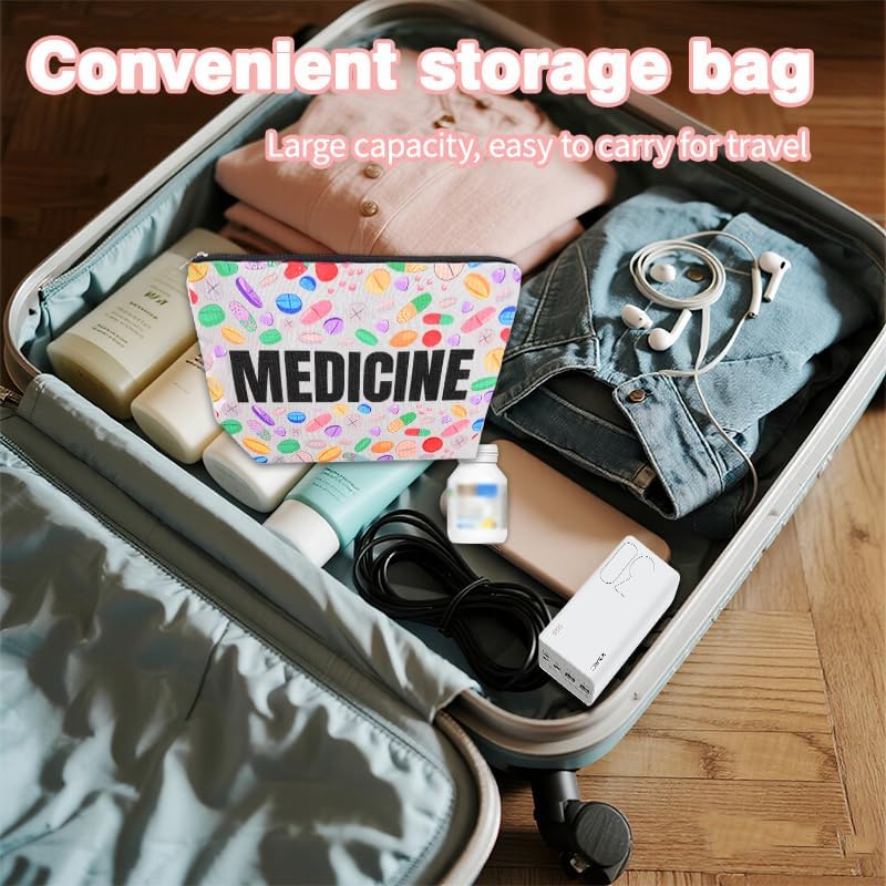 Travel Medicine Pouch Portable Small Pill Box Set First Aid Medication Organizer Bag Pharmacy Doctor Nurse Gift Bag for Hospital Patient Woman Men Pharmacist Accessories for Work Travel Medical Pouch - Image 5