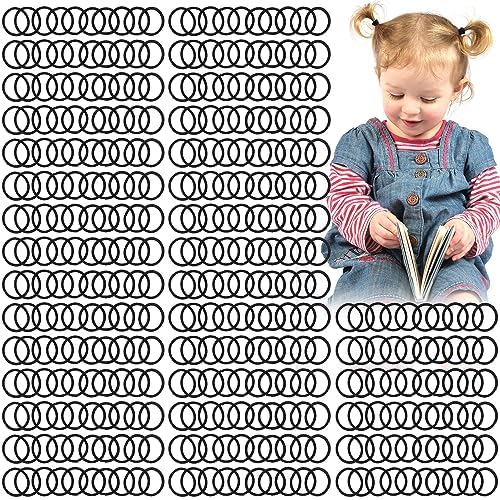 CÉLLOT 360PCS Black Elastic Hair Ties,2cm in Diameter No Crease Finger Rubber Hair Elastics,Small Thin Hair Ponytail Holders Hair Accessories for Women Girls Toddlers Kids by C%C3%89LLOT