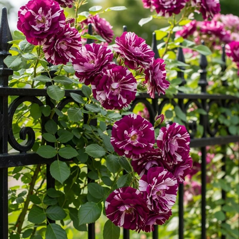 Purple-White Climbing Rose Live Plant, Ornamental Rose, 5-9 Inch Tall - Image 4