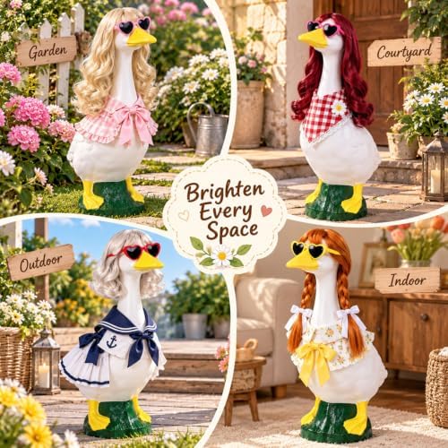 4Pcs Porch Goose Wigs Set porch goose outfits Accessories for Outdoor Statue Accessories Garden Patio Yard Goosey Decoration (FZL-4Pcs) - Image 2