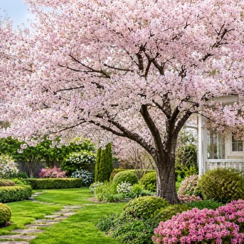 Set 2 Cherry Blossom Trees for Planting, Hardy Ornamental Flowering Cherry Tree in Home Garden, 5-10 Inch Tall, 2.5 Inch Pot, Dormant in Winter by HARINI