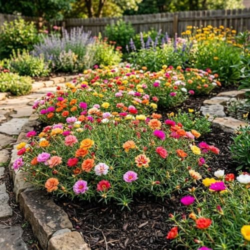 4 Assorted Moss Rose Portulaca Plants, Colorful Ground Cover, 4-7 Inch Tall - Image 4
