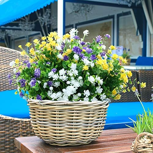 WILLBOND 12 Bundles UV Resistant Faux Flowers, Yellow, Purple, White - Image 5