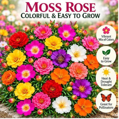 24500 Mix Moss Rose Heirloom Flower Seeds, Bulk Pack, Portulaca Grandiflora - Image 2