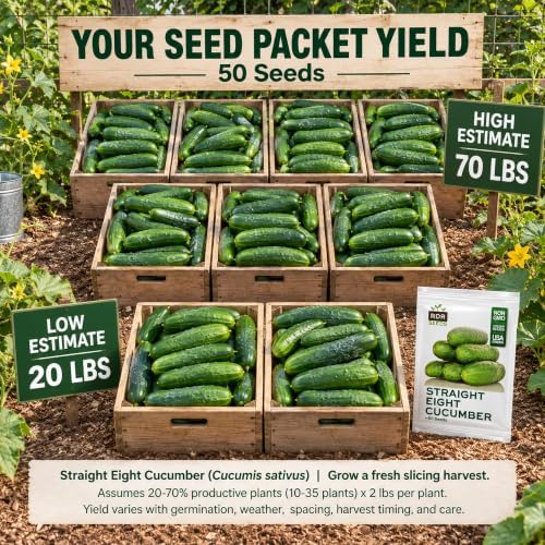 50 Cucumber Seeds for Planting - Heirloom, Straight Eight - Image 2