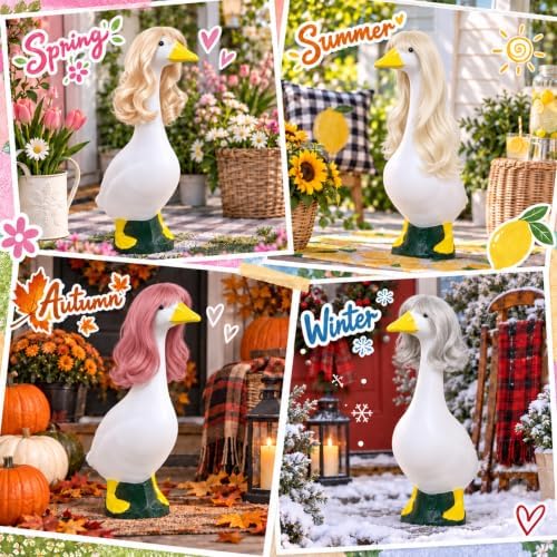 4Pcs Porch Goose Wigs Set Porch Goose Outfits Accessories for Outdoor Statue Accessories Garden Patio Yard Goosey Decoration (4PCS-C) - Image 3