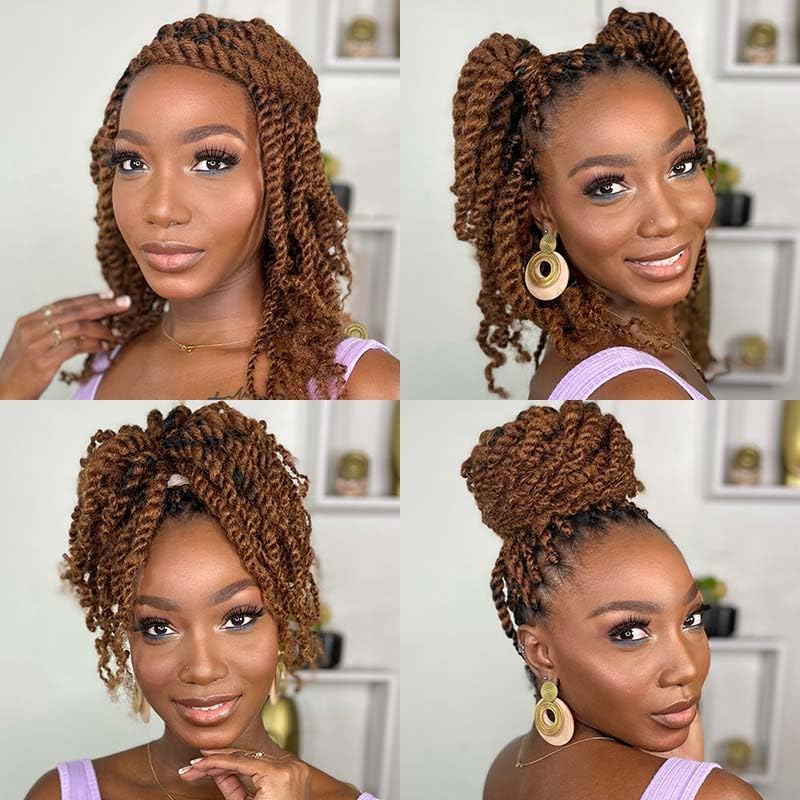 QVR Afro Kinkys Bulk Human Hair for Dreadlock Extensions Repair Locs, Mixed M4/30 Color 22inch Spring Twist Braiding Afro Kinky Human Hair for Locks 50 Gram/Pack by QUEENVIRGINREMY