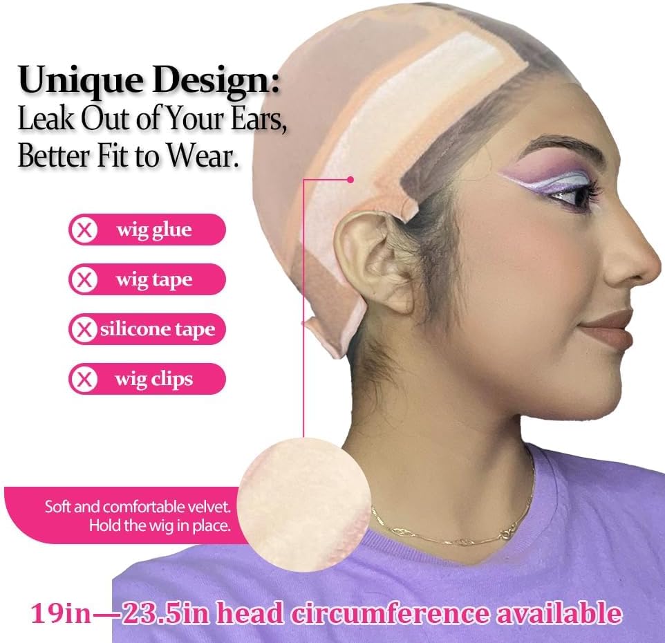 LAB HAIRS Wig Cap with Grip Band, Nude, L - Image 3