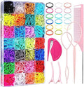 28 Colored Rubber Bands for Hair, 1500 Pcs Small Girls Elastic Ties With 6 Styling Tools - Colorful Accessories for Baby Toddlers Kids by auroray