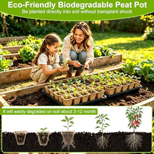 DANALLAN 20Pcs Seed Starter Tray 240 Cells Seed Starting Trays Thickened Biodegradable Seed Starter Pots Kit for Vegetables Flowers Seed Starting Planting Seeds (20) - Image 4