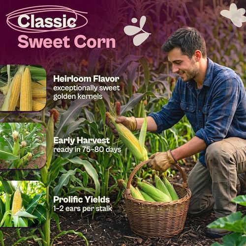 SVI 80 Golden Bantam Sweet Corn Seeds (Zea mays) – Yellow Sweet Corn Seed Packets Non GMO – Fast Growing Heirloom Vegetable Seeds, Outdoor Vegetable Garden & Home Garden - Image 3